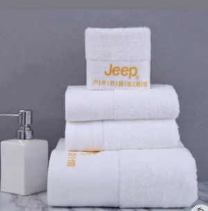 100% Cotton Soft Towel/ White Customized Logo Wholesale Hotel Bath Towels