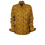 100% Made In Italy Wide Turn Down Cuff Woman Pure Silk Floral Shirt
