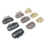 100 Pieces Stainless Steel 9 Teeth Snap Comb Wig Hair Extension Clip in Human Hair