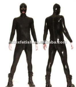 100%latex catsuit latex black catsuit 100%handmade latex catsuit has mask and feet gloves latex suit 3zipper back to crotch