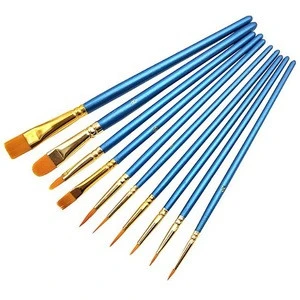 10pcs/set Nylon Hair Aluminium Tube Wood Handle Artist Paint Brushes