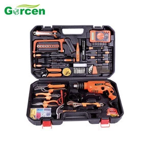128pcs Home Use Power Tool Set with 600W Impact Electric Drill and Hand Tool Set