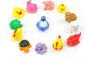 13Pcs Lovely Mixed Colorful Rubber Can float On water And sound when Squeeze You Squeaky Bathing Toy For Bath Duck