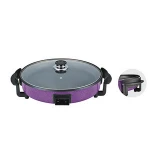 1500W Round Mini Non Stick Electric Skillet Frying Pan With Glass Cover