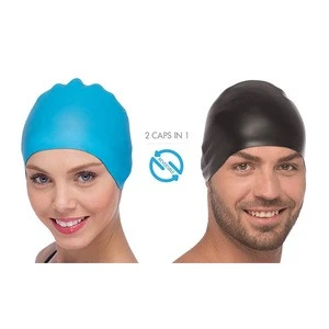 2017 New Arrival Premium Silicone Swim Cap , Reversible Silicone Swim Cap Wrinkle Free for Men and Women