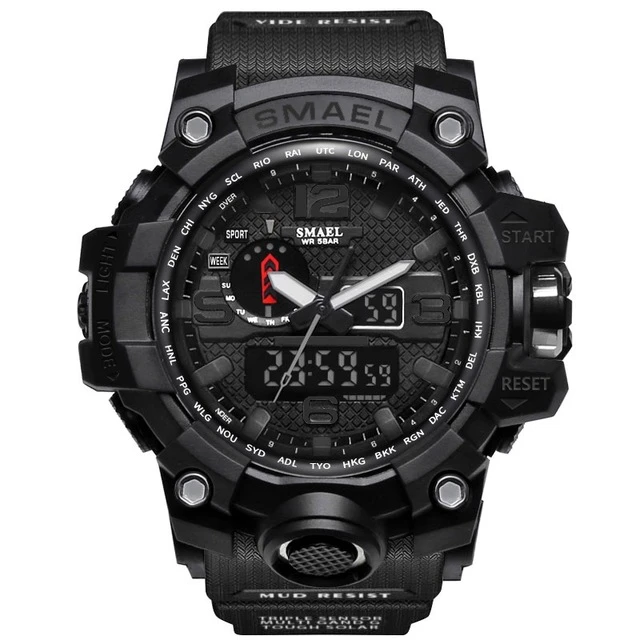 2017 Top Brand Smael 1545 Men&#39;s Military Sport Watch Luxury LED Digital &amp; Quartz Sport Watches