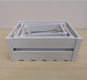 2019 White Wooden Crates for Sale With Fabric Handle
