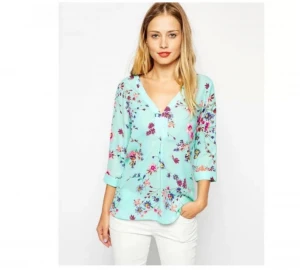 2020 3D Full flowers light green Mint Printed Plus Size in stock Factory Custom woman blouse Shirt