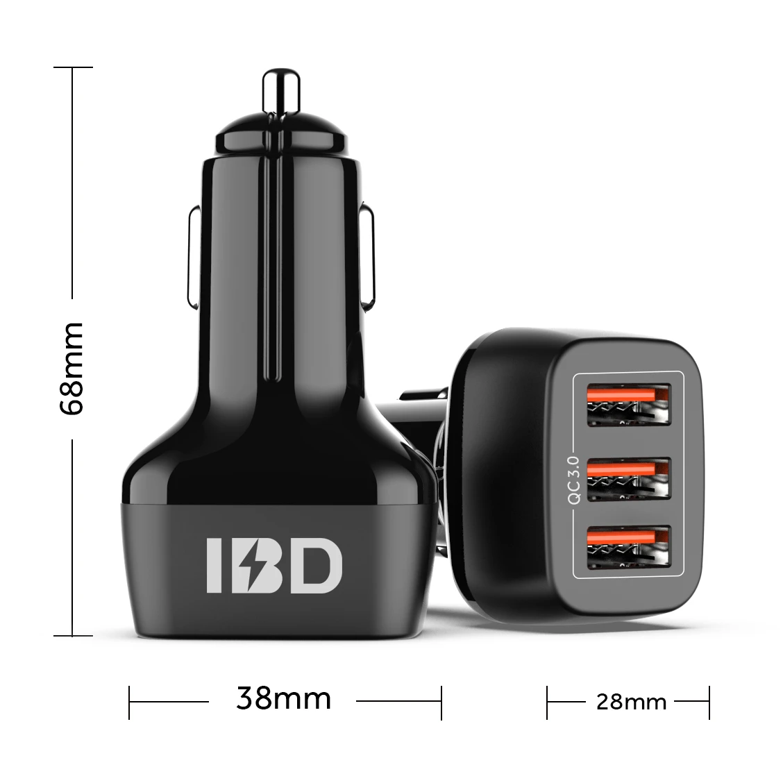 2020 Factory Newest Products Ibd Car Usb Charger 54W, Electric 3 Usb  Port Quick Charge 3.0 Car Charger