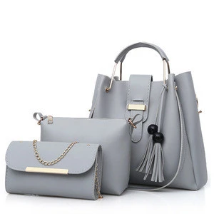 2020 Factory Supply Pu Leather Tote Bag Woman Designer Handbag 3 in 1 Set Bag Handbag with stylish And Leisure