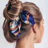2020 wholesale New Chiffon Bowknot Silk Hair bands Scrunchies Women Pearl Ponytail  Hair Tie Rope Rubber Bands Hair Accessories