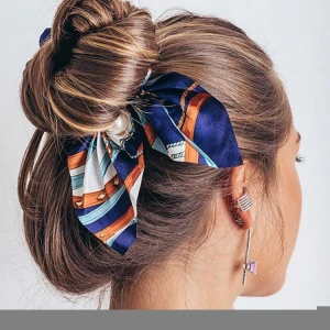2020 wholesale New Chiffon Bowknot Silk Hair bands Scrunchies Women Pearl Ponytail  Hair Tie Rope Rubber Bands Hair Accessories