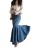 Import 2020 Women Big Fish Tail Denim Long Skirt Floor-Length Patchwork Mermaid Trumpet Empire High Waist Stretch Jeans from China