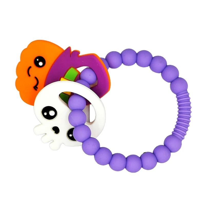 2021 Factory Custom Natural Rubber Silicone Baby Halloween Teether Bracelet Wholesale