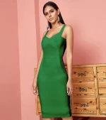 2021 New Summer Women Bandage Dress Red Spaghetti Strap Midi Bodycon Club Party Dress