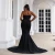 Import 2021 Simple Solid Black Wedding Prom Dress Split Short Train Women Evening Dress from China