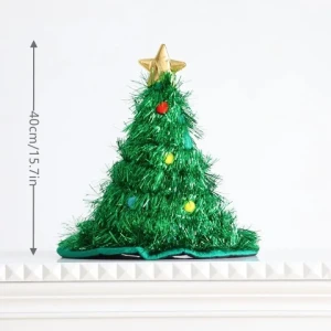 2024 Funny Party Shiny Tinsel Santa Claus Christmas Tree Hat