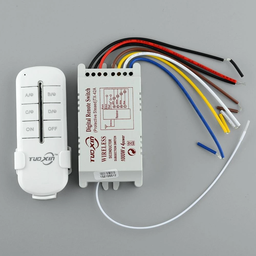 220V 4 Channel light switch Wireless Digital Remote Control Lamp Switch