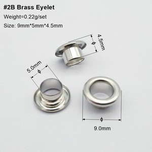 #2B 9mm outer, 5mm inner metal eyelet in silver color brass eyelet for clothes