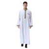 3003 Hot Selling High quality Round Collar Polyester exquisite Fashion Arabian men islamic clothing thobe abaya man Eid