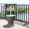 3 IN 1 Outdoor Rattan Patio Furniture Ice Bucket Cool Bar Cooler Table