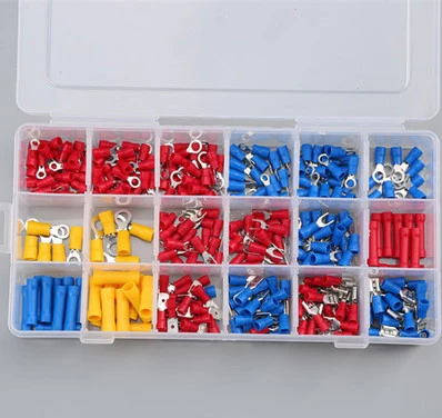 300Pcs/ Box 18 In 1 Insulated Terminals Spade Ring Fork U-type Crimp Connector Tube Wire Connector Assortment Kit