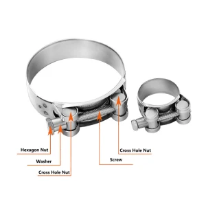 304 Stainless Steel Hose Clamp Adjustable T-Bolt Pipe Clamp