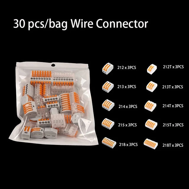 30PCS/Bags mixed 222 TYPE Wire Connector 2 3 4 5 8 Pin quick Splicing Push in electrical Connector Terminal