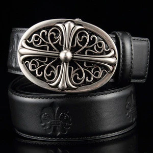 3.7cm,3.8cm width cross logo zinc alloy buckle cow leather belts,genuine leather belts