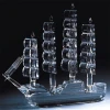 3D business gift crystal boat for souvenir, engraved glass sailboat crafts