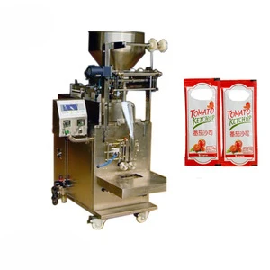 4 sides sealing bag curry chilli paste filling packaging machine automatic suace ketchup peanut butter weighing packing machine