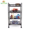 4 Tier Basket Storage Rack Rolling Organizer Shelves Home Bathroom Office Kitchen Trolley Cart