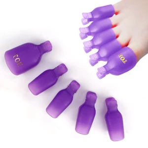 5pcs Toes Bagged Plastic Gel Remover Wraps Plastic Nail Polish Remover Clip Nail Art Soak Off Cap Nail Degreaser Cleaning Tools