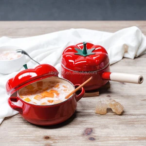 5pcs Tomato Enamel casserole Pot Milk Pot Soup Pot juego de ollas de peltre