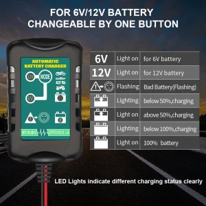 6V 12V 1500mA battery motorcycle charger electric motorcycle charger portable car battery charger