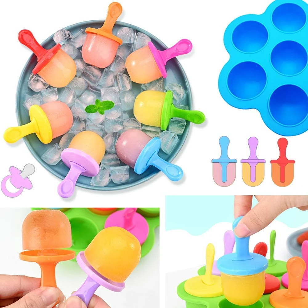 7-Cavity Popsicle Mold Fresh Fruit Frozen Quick-Frozen Tray Mini Silicone Popsicle Mold Lollipop And Ice Cream Mold