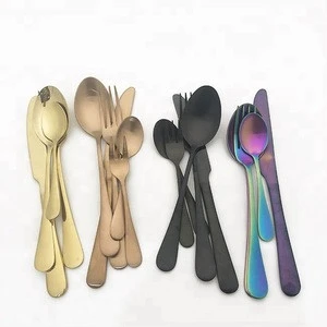 72pcs dinner spoon knife 24pcs cookware tableware silverware kids airline gold flatware dinnerware stainless steel cutlery set