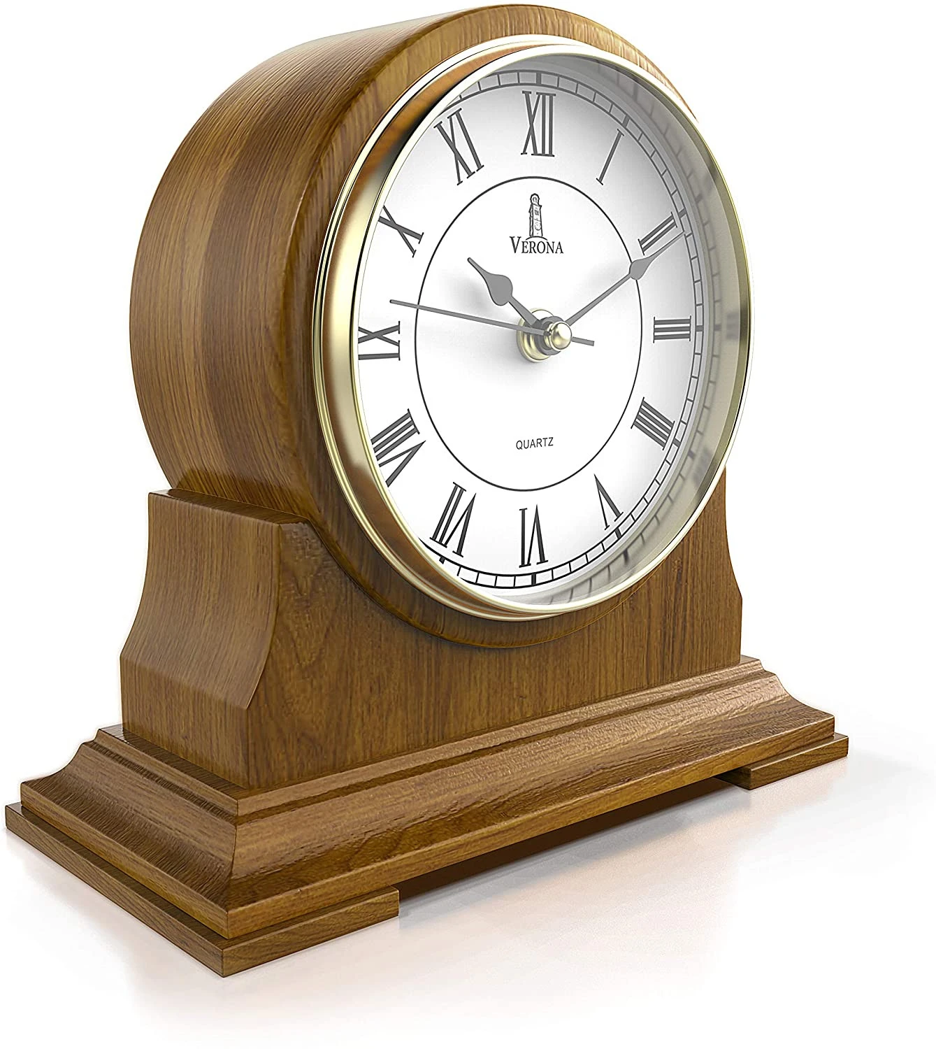 7.5"x7.5" European Antique Battery Operated Wood Non Chiming Grandfather Table Wooden Mantle Clock