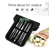 7Pcs Nose Stainless Steel Tweezer Tool Kit Blackhead Remover with Leather Case