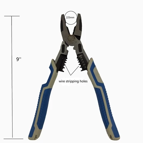 9 in 225mm Top Quality Multi-functional Cable Wire Cutting Tool Professional Safety Combination Hand Crimping Pliers Awg