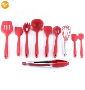 amazon hot sale 10 Piece heat resistant Non-Stick Baking Tool Silicone Utensils Cooking Tools spatula Whisk BBQ set