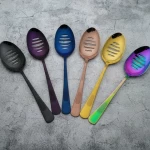 amazon top seller  tasting long Christmas cutlery set slotted spoon soup spoons stainless steel serving spoon
