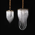 American Style Bedroom Decorative Gold Waterfall LED Crystal Glass Pendant light