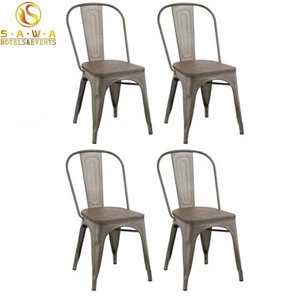 Antique Retro Industrial Cafeteria Replica Dining Stackable Outdoor Vintage Metal dining Chair