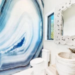Artificial Faux Semi Precious Stone Blue Agate Wall Glass Decor