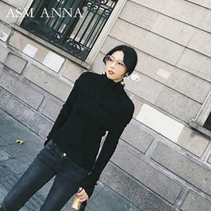 ASM ANNA New Design Autumn Warm Long Sleeve Turtleneck Sweater Women Wool Sweaters