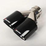 Auto parts universal Y type double outlet glossy carbon exhaust tip car exhaust muffler endpipe with clamp