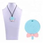 Baby teething cookie soft silicone teether biscuits kids chew toy necklace