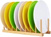 Bambu Wholesale Existing Stock Premium Bamboo Dish Drying Rack with 9 Slots for Plate, Pot Lid, Bowl, Cup