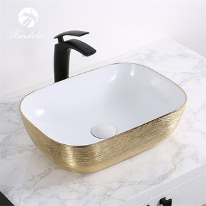 Bathroom Color Basin Commercial Gold  Vanity Art Countertop Wash Sinks Ceramic Washbasin